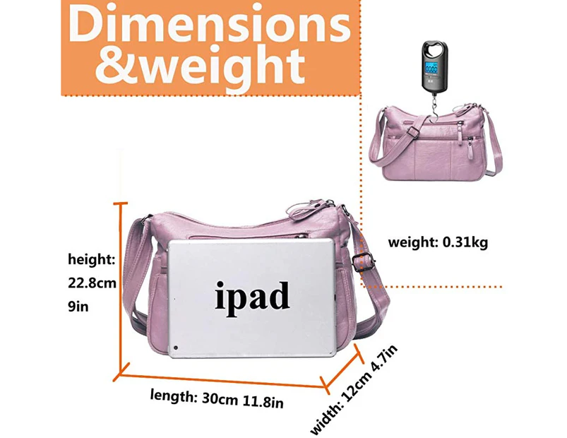 (Pink-11.8") - Women Crossbody Bags Pocketbooks Soft PU Leather Purses and Handbags Multi Pocket Shoulder Bag Messenger Bag