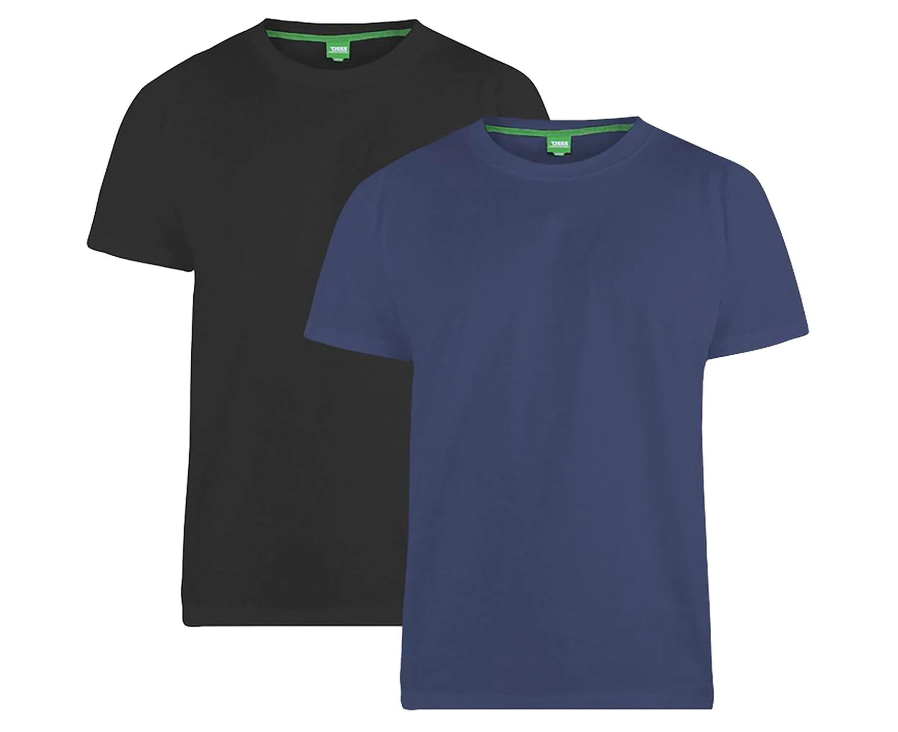 D555 Mens Fenton Kingsize Round Neck T-shirts (Pack Of 2) (Black/Navy) - DC209