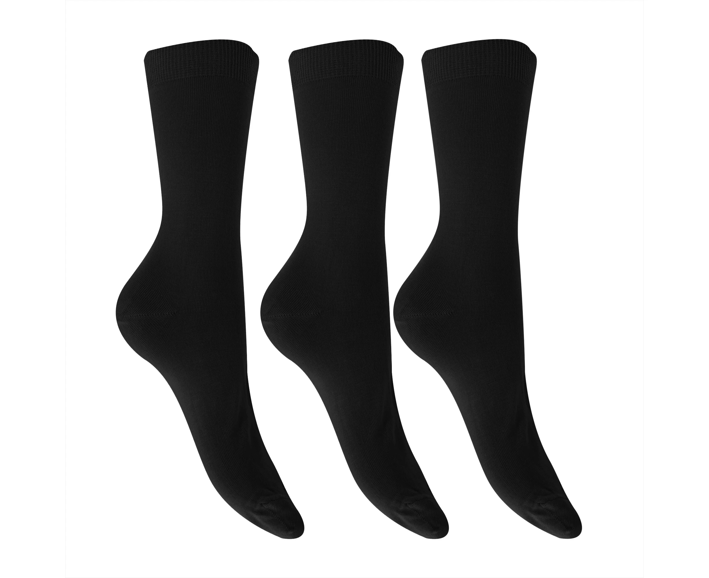 Womens Extra Fine Silk Touch Bamboo Socks (3 Pairs) (Black) - W367