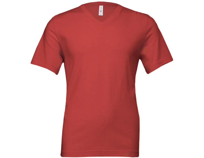 Canvas Mens Jersey Short Sleeve V-Neck T-Shirt (Red) - BC2595