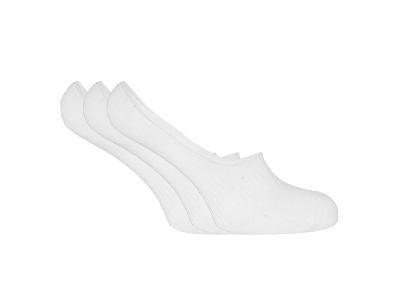 Womens Invisible Footies Cotton Socks With Anti-Slip Gripping Technology (3 Pairs) (White) - W461
