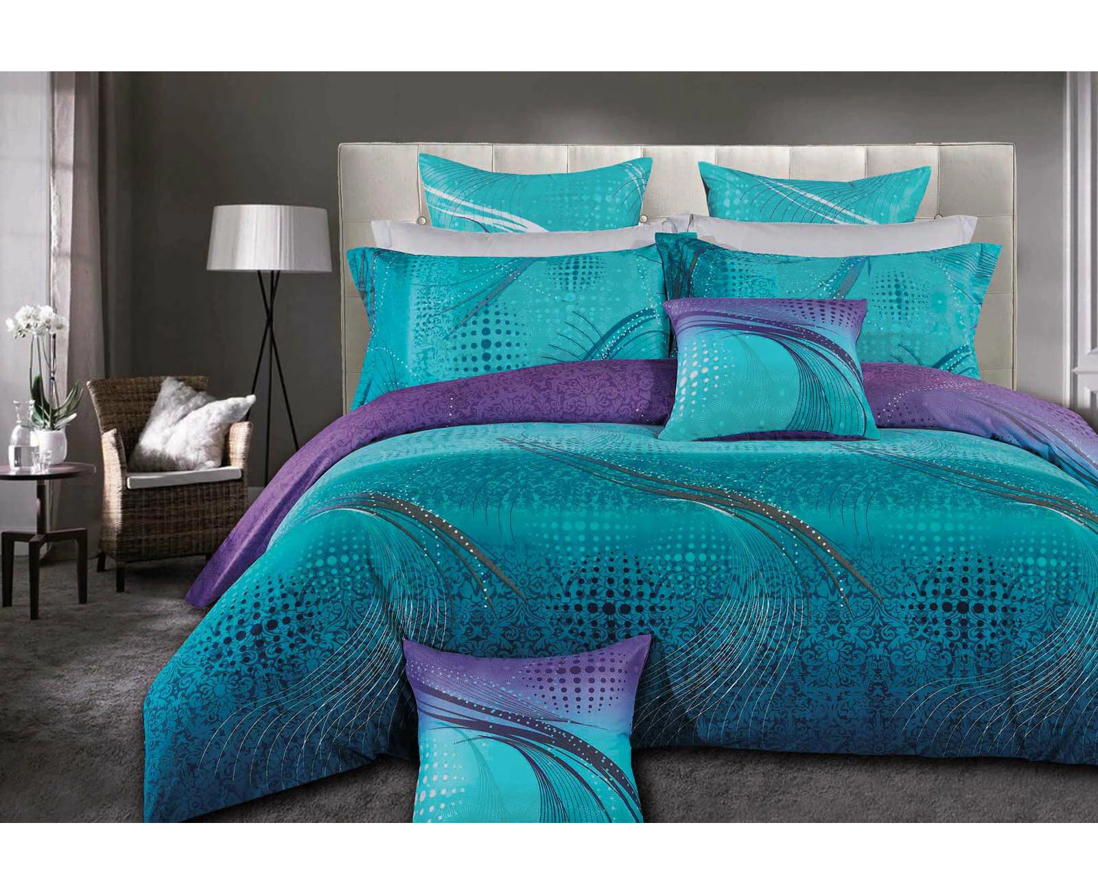 Luxton ZEPHYR Aqua Turquoise Quilt Cover Set or Accessories