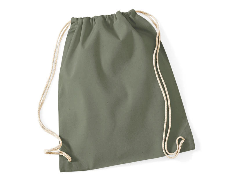 Westford Mill Cotton Gymsac Bag - 12 Litres (Pack of 2) (Olive) - BC4327