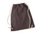 Westford Mill Cotton Gymsac Bag - 12 Litres (Pack of 2) (Chocolate) - BC4327