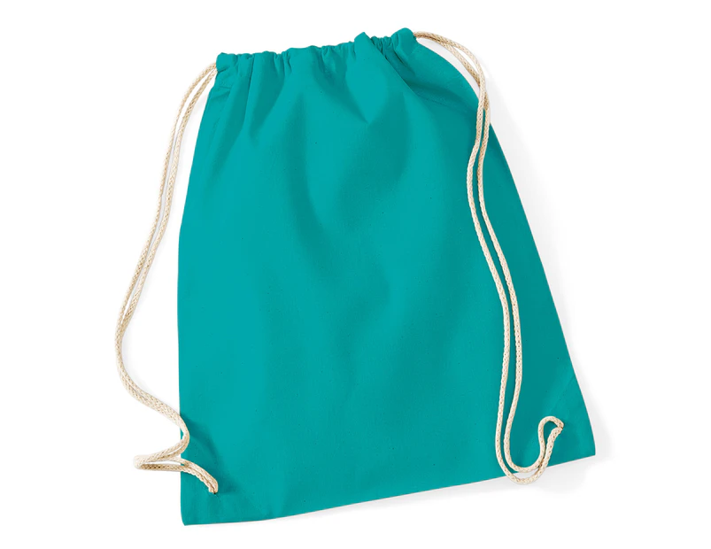 Westford Mill Cotton Gymsac Bag - 12 Litres (Pack of 2) (Emerald) - BC4327