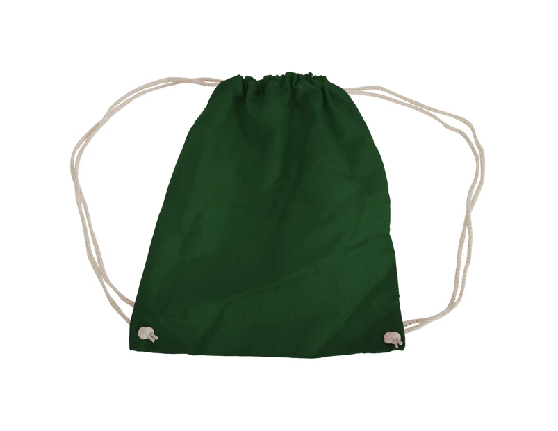 Westford Mill Cotton Gymsac Bag - 12 Litres (Pack of 2) (Bottle Green) - BC4327