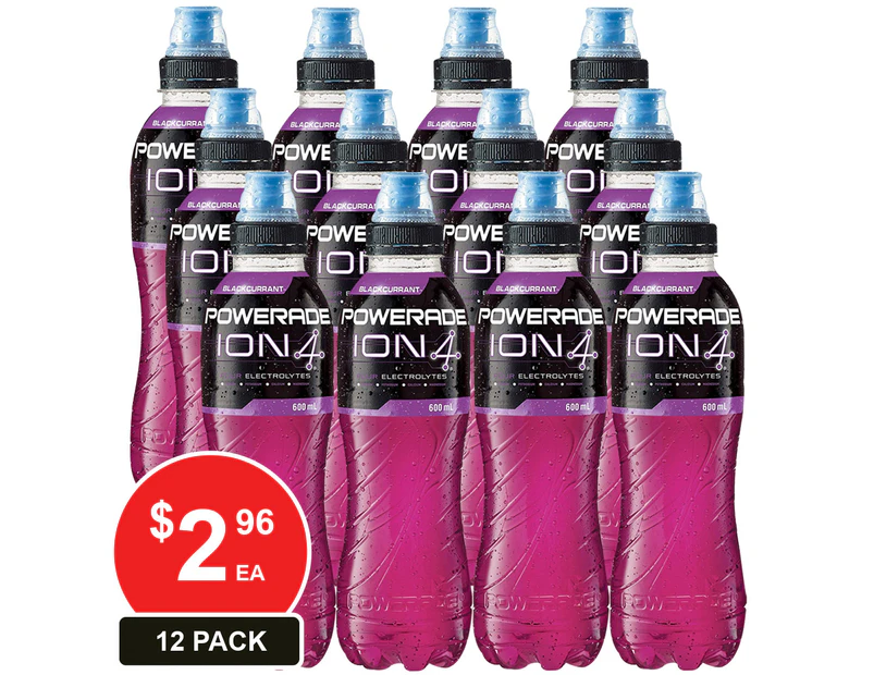 12 Pack, Powerade 600ml Isotonic Blackcurrant