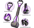 Miserwe Non-Breakable Pet Pooper Scooper with Long Handle for Easy Grass and Gravel Pick Up-Purple