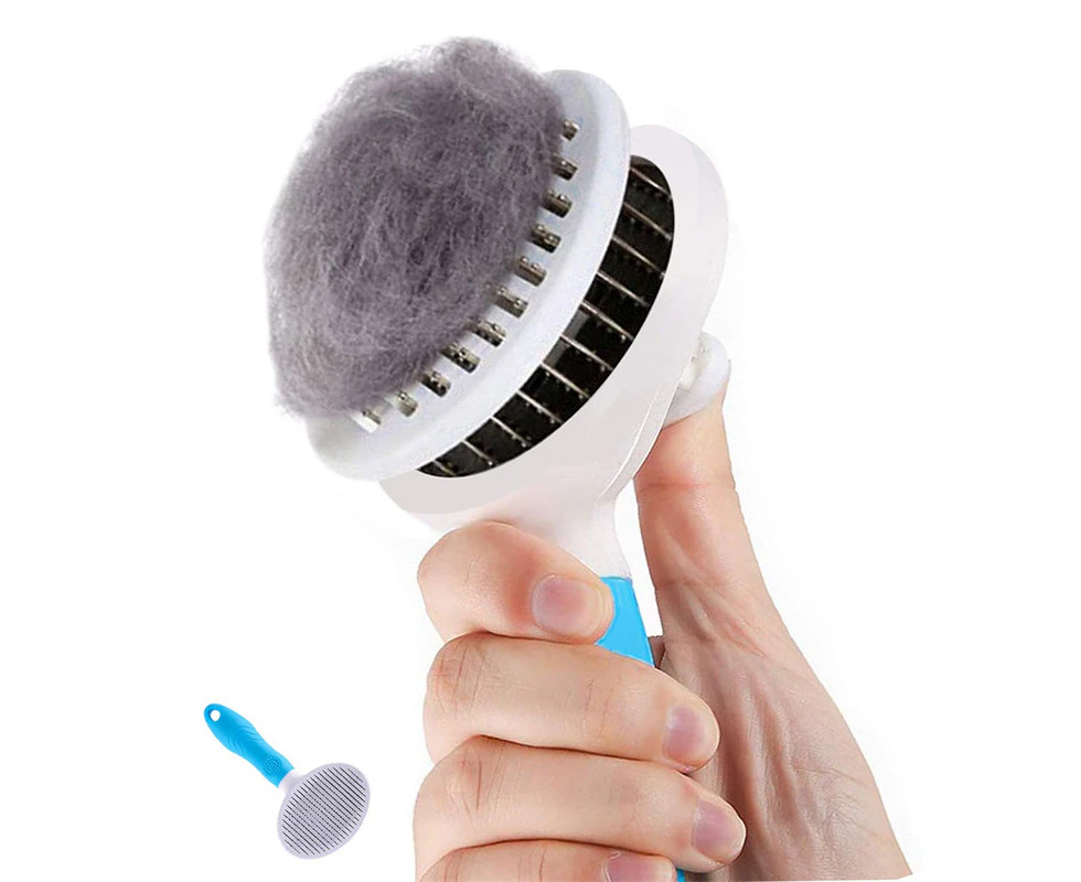 Miserwe Pet Self-Cleaning Slicker Brushes for Shedding Grooming Removes Loose Undercoat-Blue