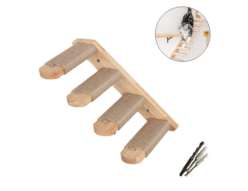 Miserwe Cat Climbing Shelf Wall Mounted Cat Stairway with Jute Scratching for Cats Perch Platform Supplies-Right