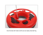 Miserwe Interactive Cat Toy Scratching Spring Mouse Turntable with  Exercise Bell Balls-Rose red