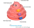 Miserwe Cat Toy Roller 3-Level Turntable with Six Colorful Balls Interactive Puzzle Kitten Toys-Pink