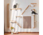 Miserwe Cat Climbing Shelf Wall Mounted Cat Stairway with Jute Scratching for Cats Perch Platform Supplies-Left