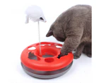 Miserwe Interactive Cat Toy Scratching Spring Mouse Turntable with  Exercise Bell Balls-Red