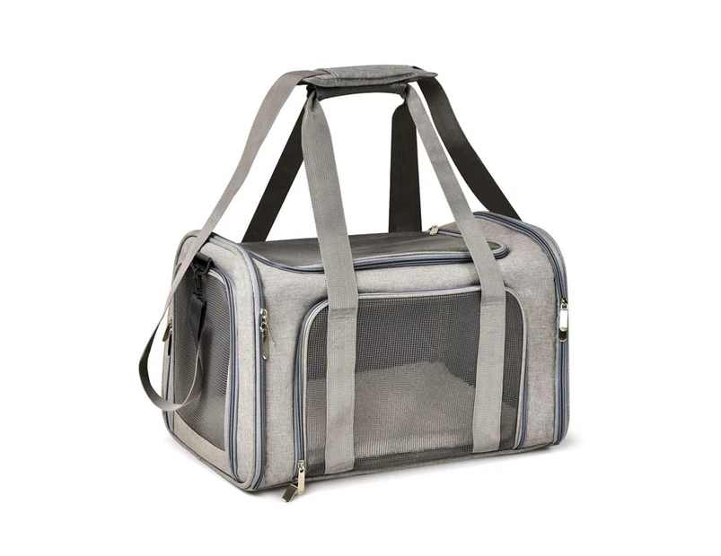 Miserwe Pet Travel Bag for Small Medium Cats Dogs Puppies Soft Sided Collapsible Puppy Carrier-Gray