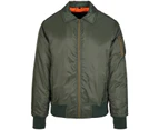 Build Your Brand Mens Collared Bomber Jacket (Dark Olive) - RW8109