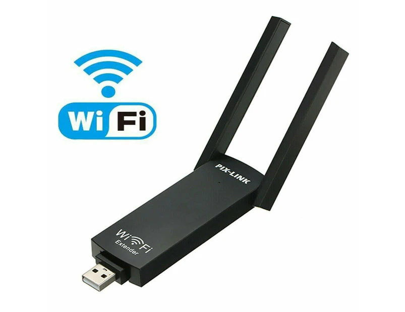USB Wireless Wi-Fi Repeater Dual Antenna Signal Booster 300mbps