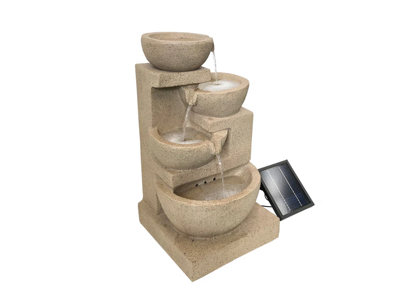 Solar Water Feature Water Fountain 4 Tier Cascading Bowls