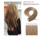 (41cm , Dark Blonde) - Tape In Hair Extensions Human Hair Invisible Seamless Skin Weft Double Side Tape Remy Human Hair Extensions Natural Straight For Wom