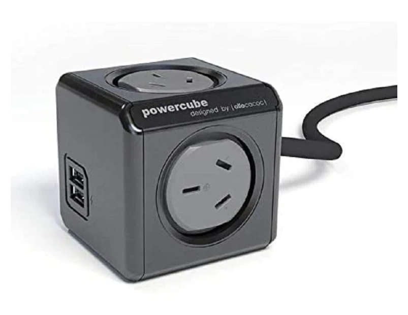 Allocacoc Powercube Extended Usb Black-4 Outlets-2 Usb 3.0M Cable