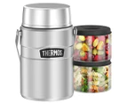Thermos 1.39L Stainless King Big Boss Food Jar w/ Containers Set - Silver/Clear