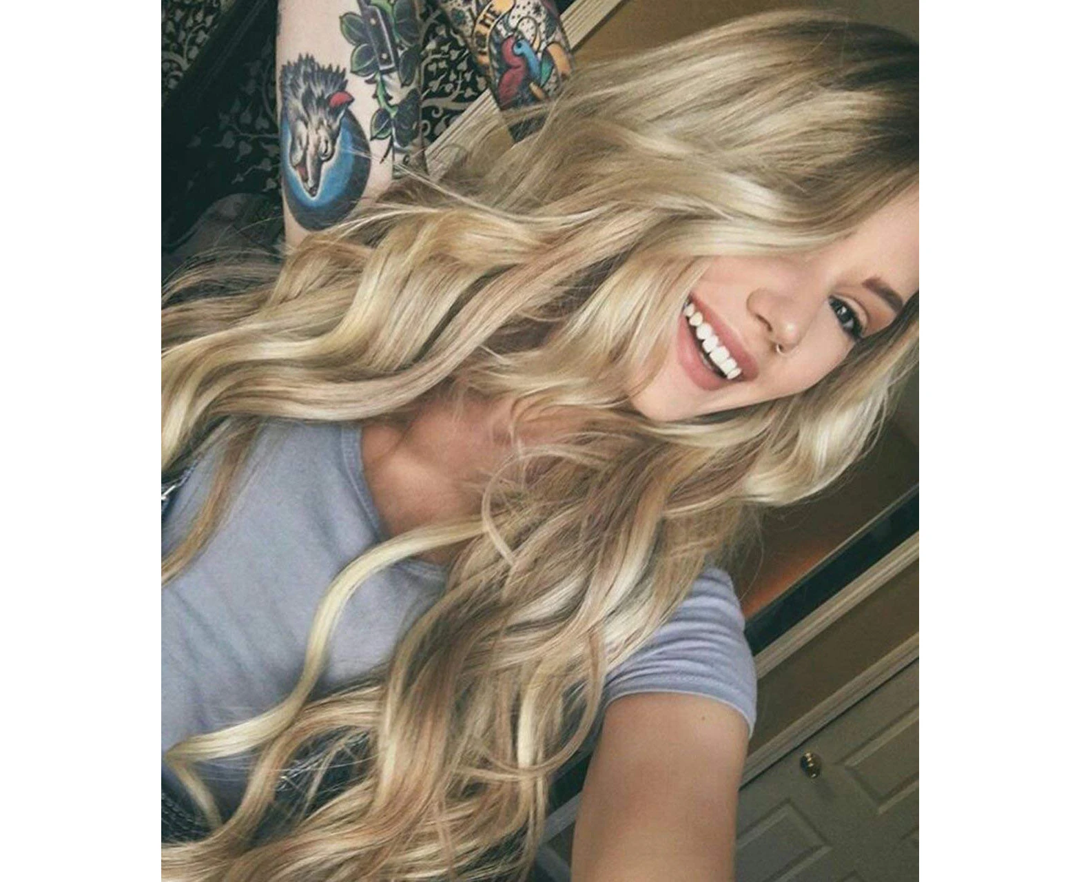 (Honey Blonde) - Zenith Dark Brown Rooted Light Blonde Lace Front Wigs for Women Best Synthetic Hair Wavy Wig with Flawless Hairline 60cm Heat Safe (Honey