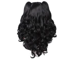 (Black) - ColorGround Long Curly Cosplay Wig with 2 Ponytails(Black)