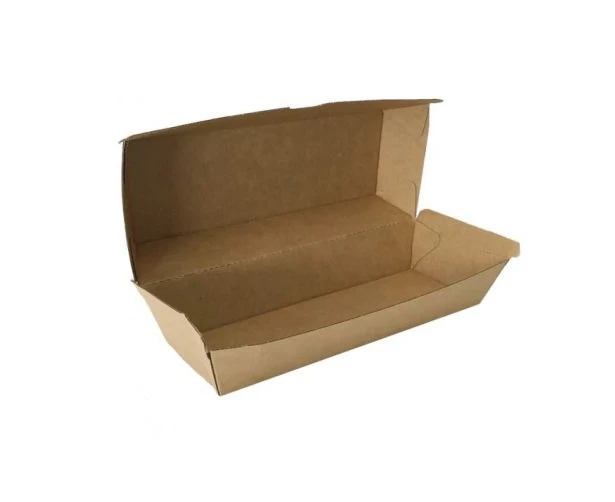 50 X Kraft Brown Disposable Hot Dog Boxes Bulk Takeaway Party Box