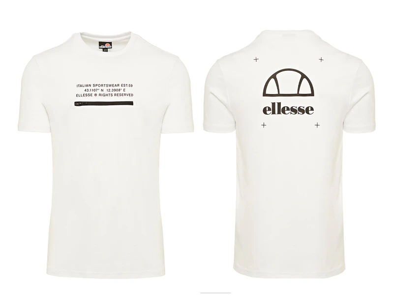 Ellesse Men's Piedmont Crewneck Tee / T-Shirt / Tshirt - White