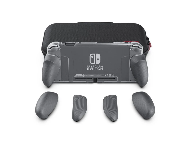 Skull & Co. GripCase Crystal Bundle Set for Nintendo Switch (with MaxCarry Case & Grips) - Grey