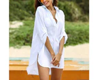 Strapsco Women's Swimsuit Beach Cover Up Shirt Bikini Beachwear Bathing Suit Beach Dress - White