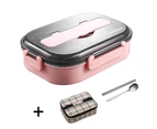 5 Grid Portable Stainless Steel Bento Box Kitchen Leak-Proof Lunch Box Picnic Office School Food Container Pink