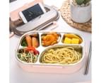 5 Grid Portable Stainless Steel Bento Box Kitchen Leak-Proof Lunch Box Picnic Office School Food Container Pink 2