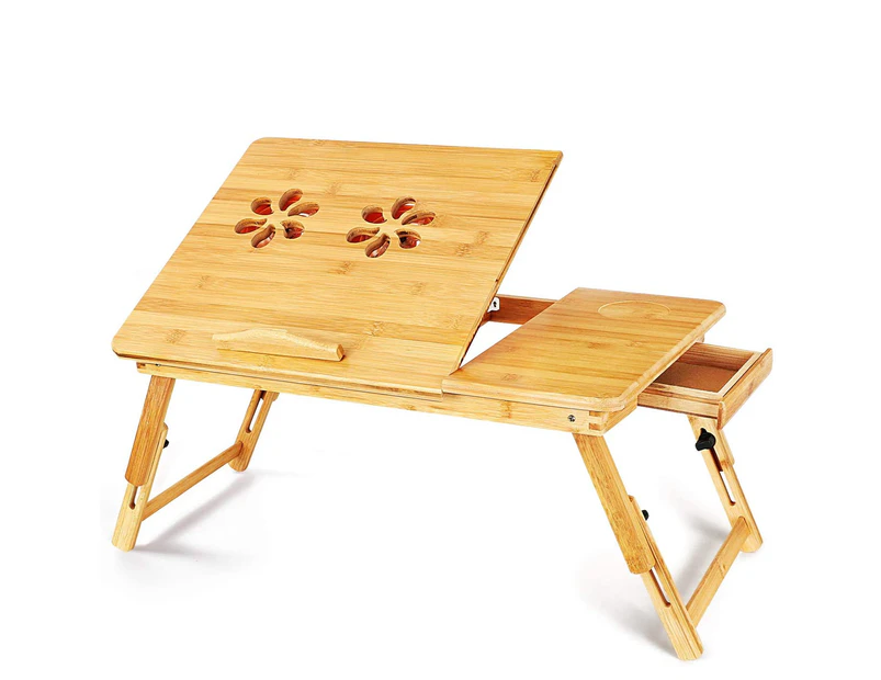 Deluxe Bamboo Laptop Table Bed Desk Table Foldable Workstation Writing Desk