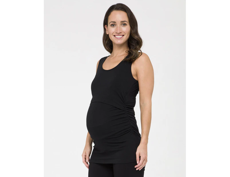 Up/Down Nursing Tank Black Womens Maternity Wear by Ripe Maternity