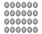(Silver) - Dcatcher 24 PCS Bezel Pendant Trays Oval Cabochon Settings Trays Pendant Blanks, Silver
