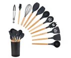 12pcs Silicone Heat-Resistant Non-Stick Kitchen Utensils Cooking Tools-Black