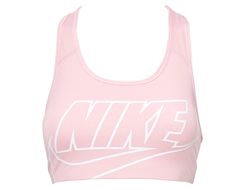 Nike Women's Swoosh Futura Sports Bra - Pink Glaze/White