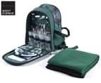West Avenue 4-Person Picnic Backpack & Cooler w/Blanket - Green 1