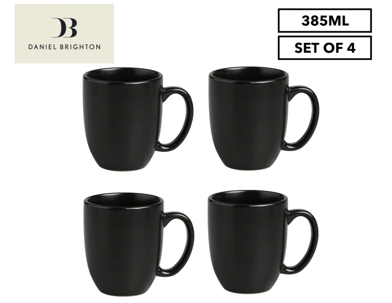 Set of 4 Daniel Brighton 385mL Classic Mugs - Black