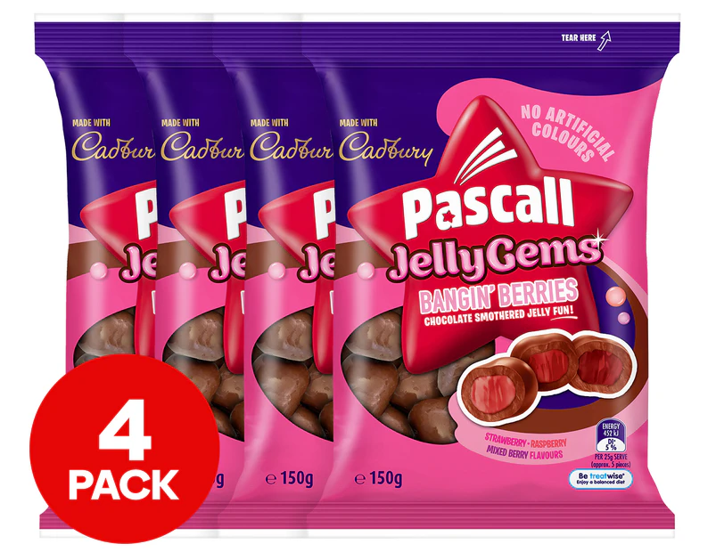 4 x Pascall x Cadbury Jelly Gems Bangin' Berries 160g