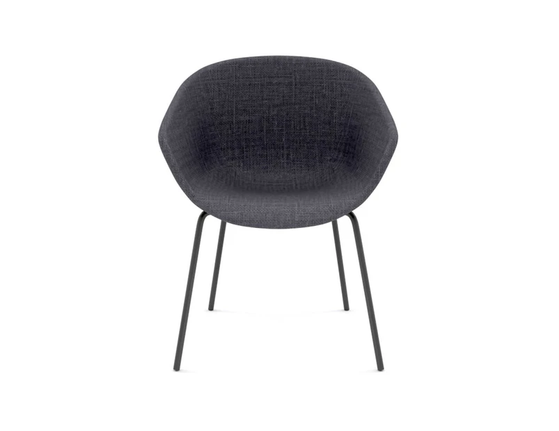 Teddy Fabric Tub Chair - 4 Legged Black - grey upholstered