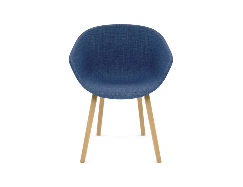 Teddy Fabric Tub Chair - 4 Legged Natural Wood - blue upholstered