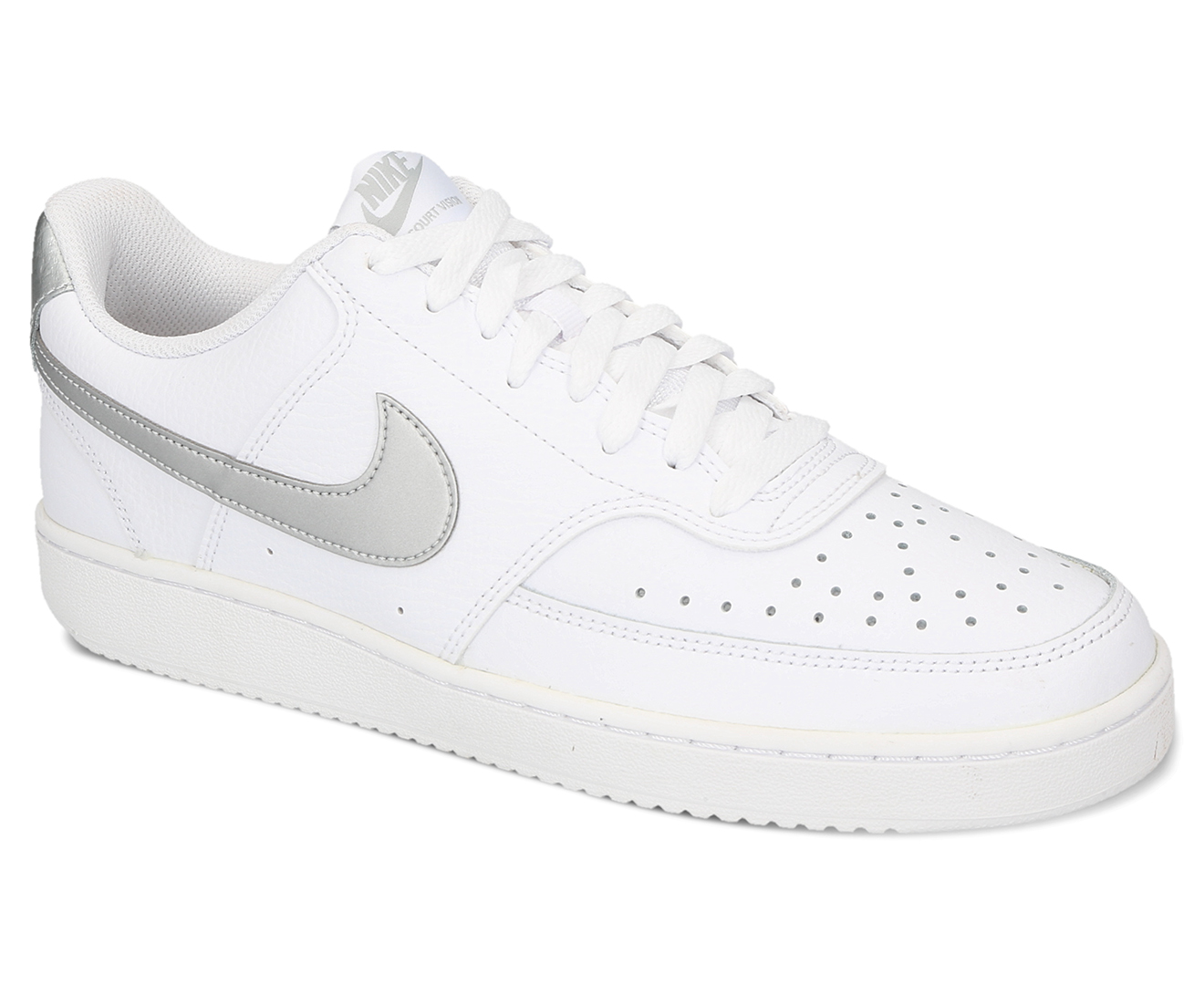Nike Women's Court Vision Low Sneakers - White/Silver | Catch.co.nz