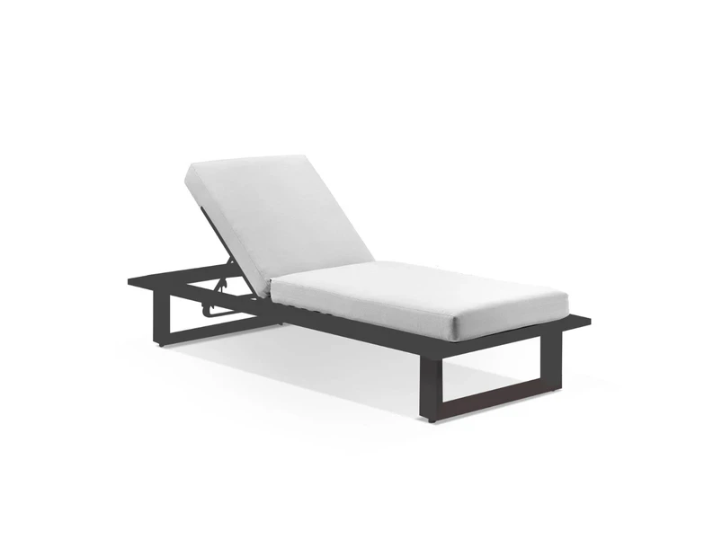 Outdoor Arcadia Aluminium Sun Lounge In Charcoal - Outdoor Daybeds - Charcoal Aluminium with Textured Olefin Grey Cushions