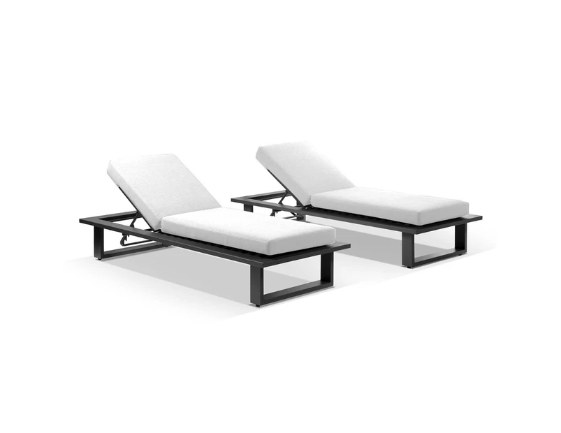 Outdoor Arcadia Aluminium Sun Lounge Set In Charcoal - Outdoor Daybeds - Charcoal Aluminium with Textured Olefin Grey Cushions