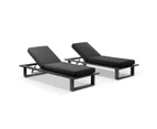 Outdoor Arcadia Aluminium Sun Lounge Set In Charcoal - Outdoor Daybeds - Charcoal Aluminium with Denim Grey Cushions