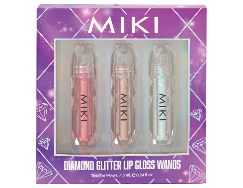 Miki Diamond Glitter Lip Gloss Wands Pack 7.5mL