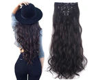 (Double weft 7pcs-60cm -170ml, Double Weft 7pcs-dark Brown) - 7Pcs 16 Clips 60cm Wavy Curly Full Head Clip in on Double Weft Hair Extensions