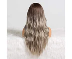 (ombre gray) - Piaou Ombre Brown to Gary Long Wavy Curly Synthetic Wig for Women Heat Resistant Fibre Cosplay Wigs Natural Looking (ombre brown to gary)